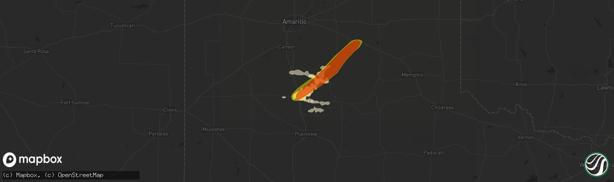 Hail map in Tulia, TX on May 5, 2019