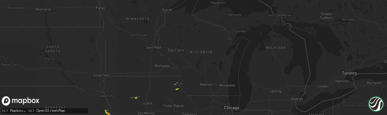 Hail map in Wisconsin on May 5, 2019