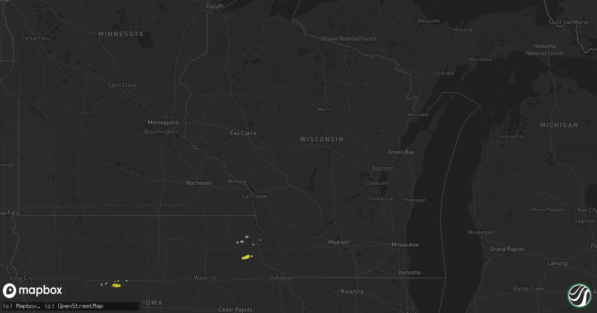 Hail map in Wisconsin on May 5, 2019