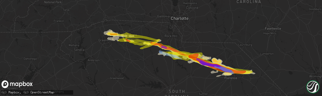 Hail map in Chester, SC on May 5, 2020