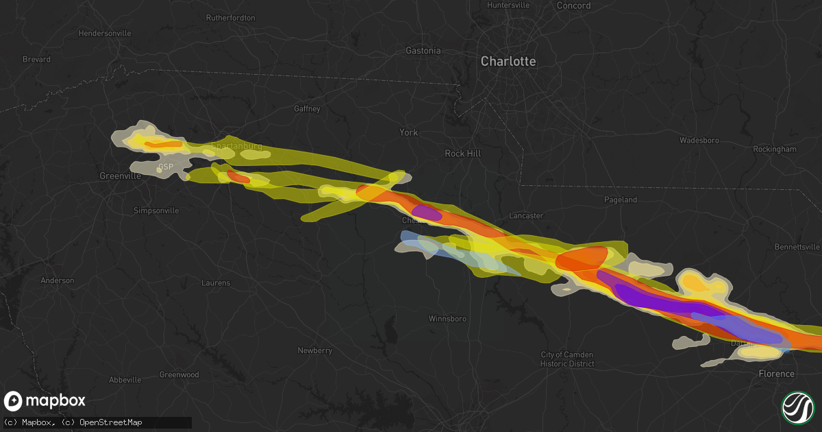 Hail map in Chester, SC on May 5, 2020