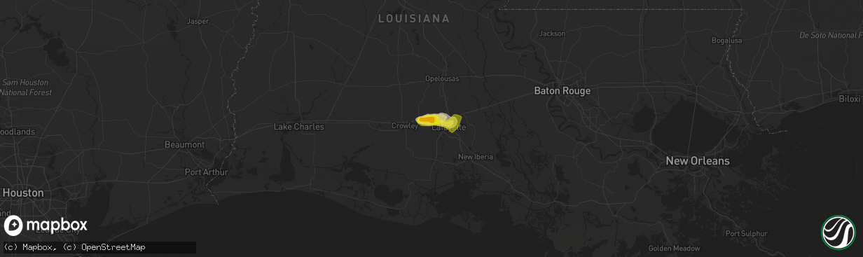 Hail map in Duson, LA on May 5, 2020