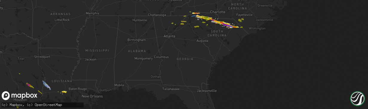 Hail map in Georgia on May 5, 2020