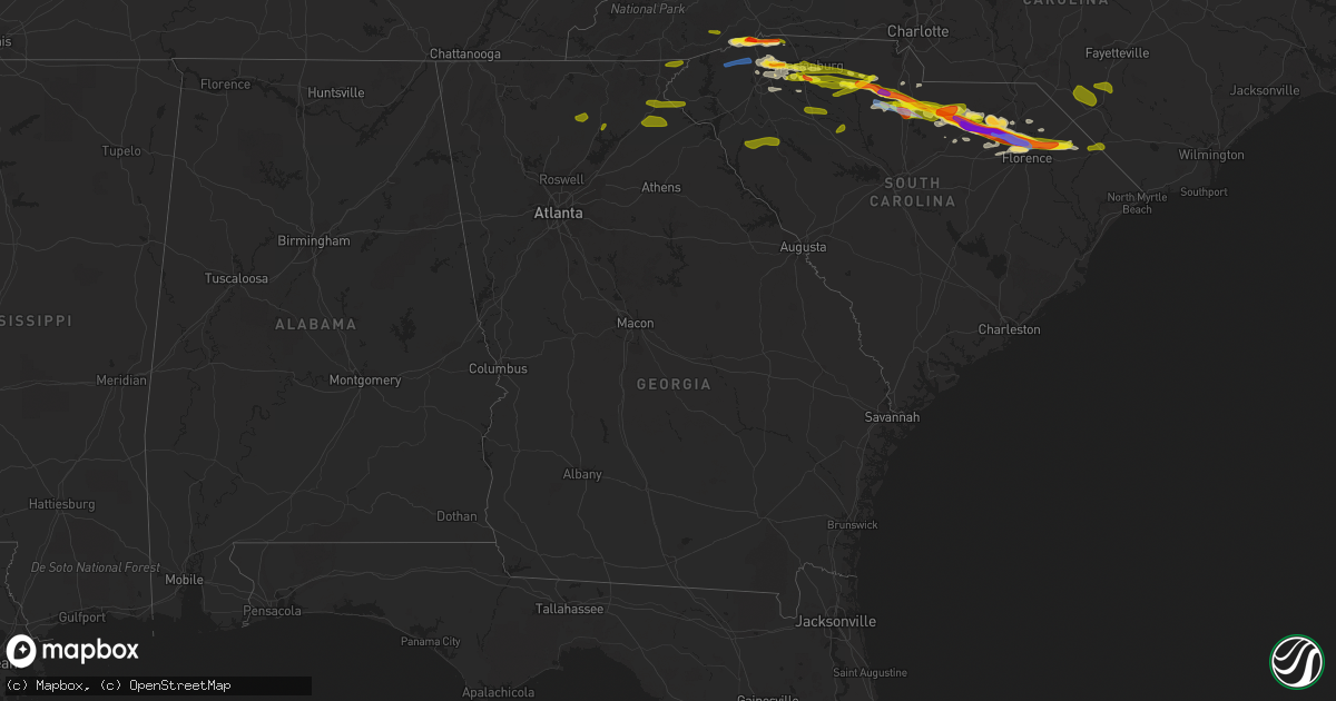 Hail map in Georgia on May 5, 2020