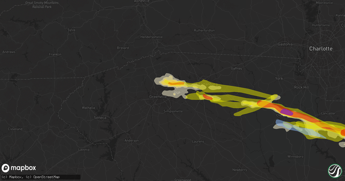 Hail map in Greer, SC on May 5, 2020