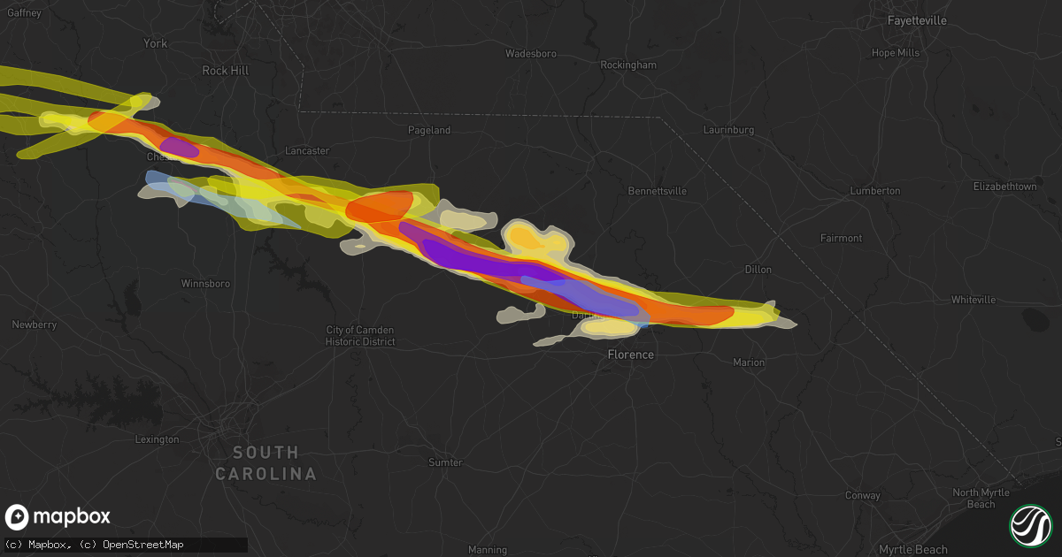 Hail map in Hartsville, SC on May 5, 2020
