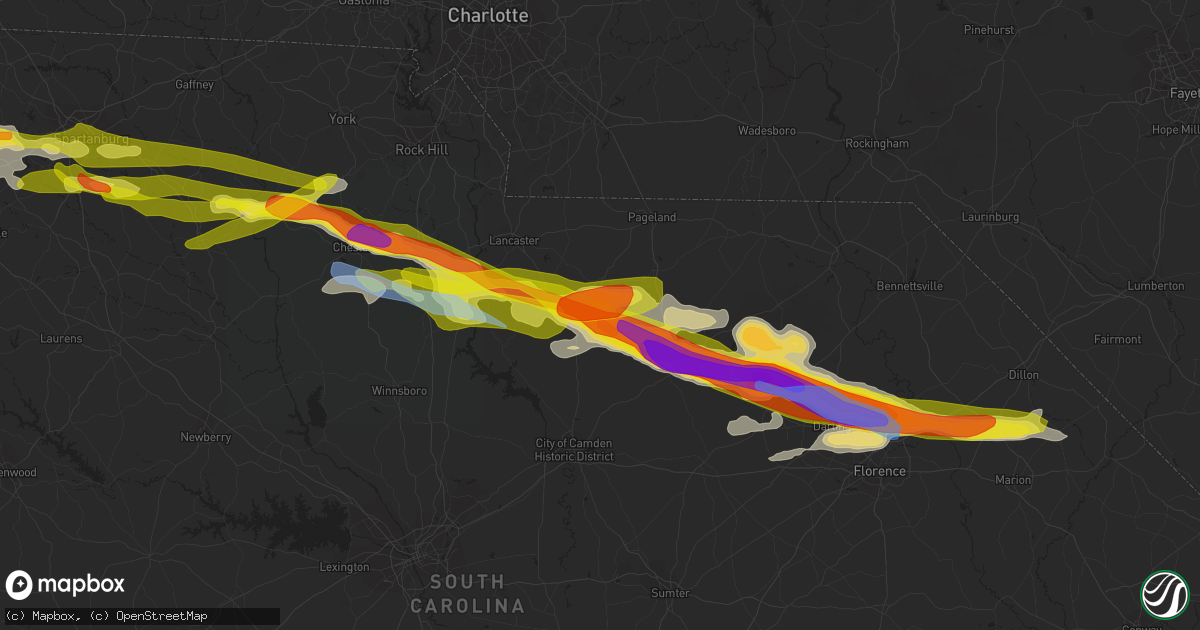 Hail map in Kershaw, SC on May 5, 2020