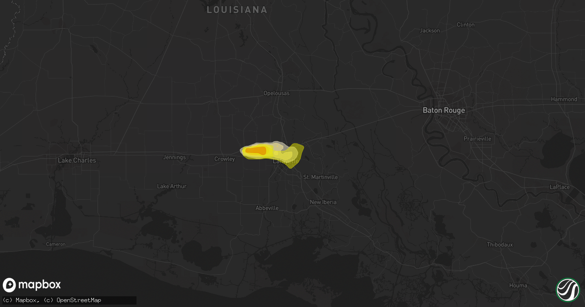 Hail map in Lafayette, LA on May 5, 2020