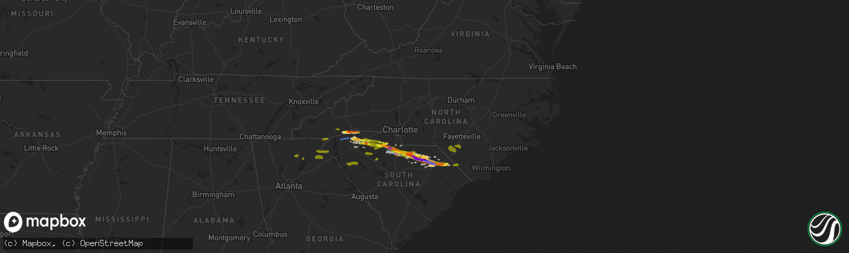 Hail map in North Carolina on May 5, 2020