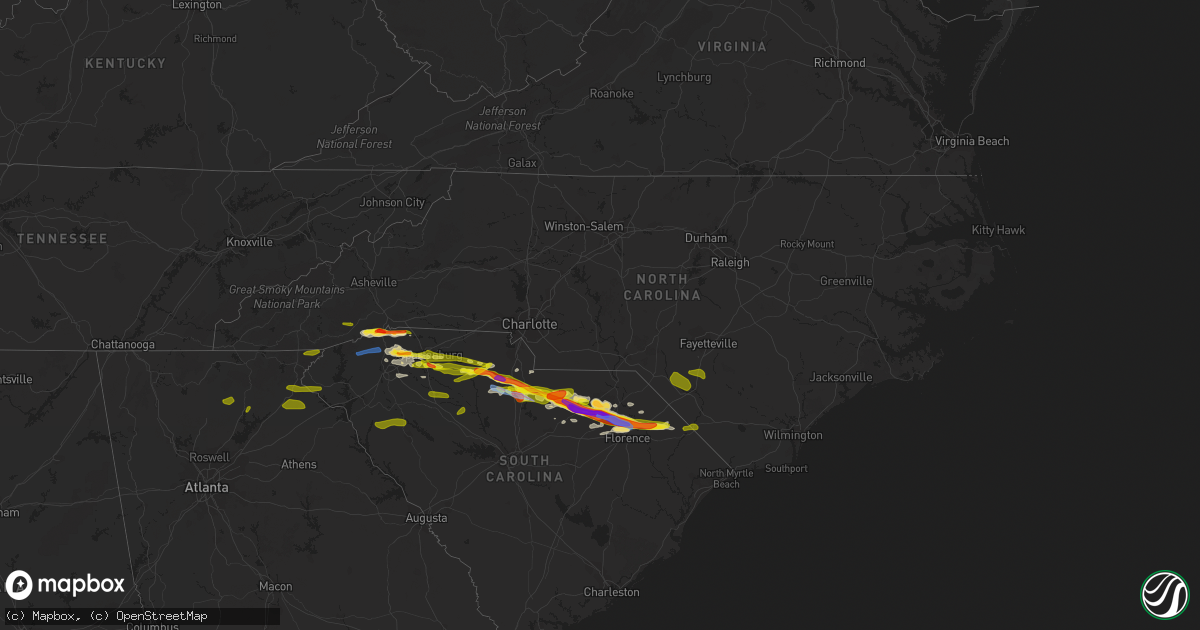 Hail map in North Carolina on May 5, 2020