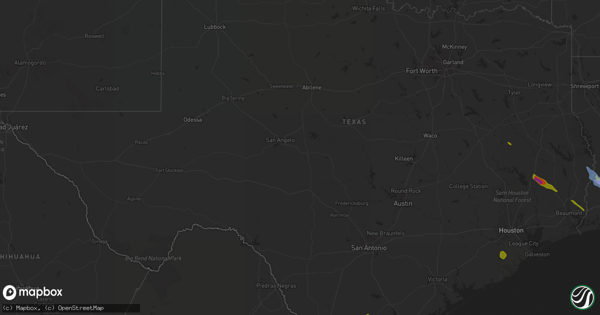 Hail map in Texas on May 5, 2020