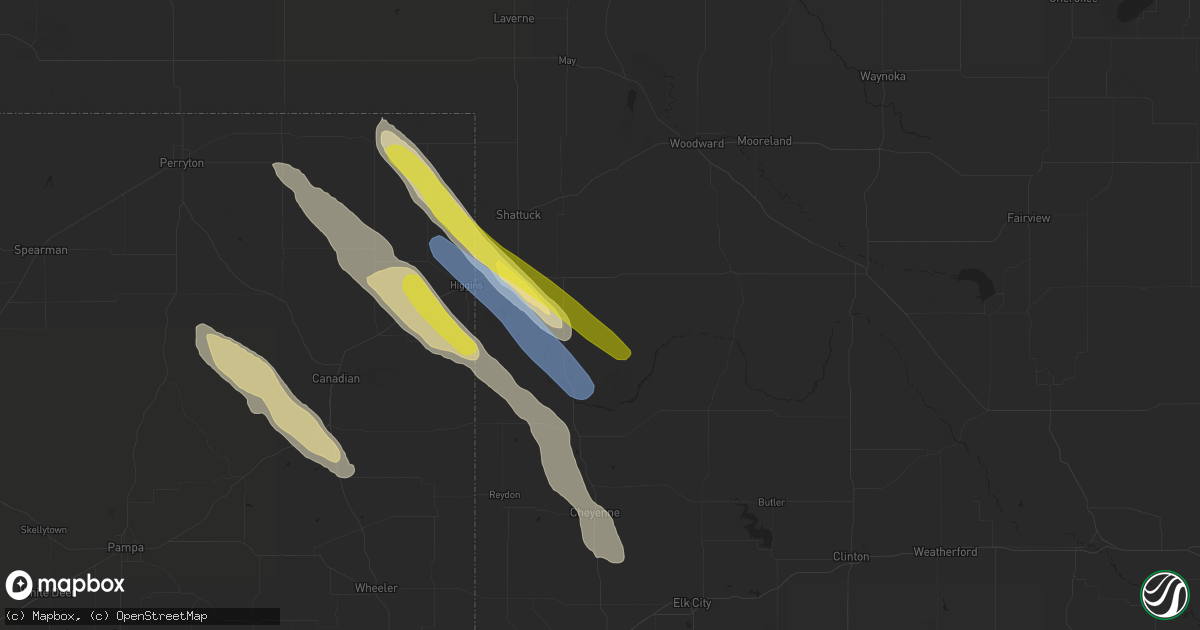 Hail map in Arnett, OK on May 5, 2021