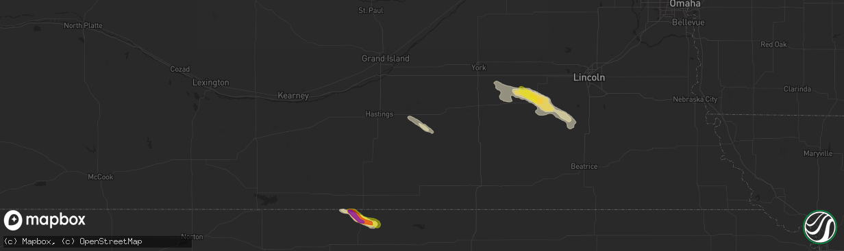 Hail map in Clay Center, NE on May 5, 2021