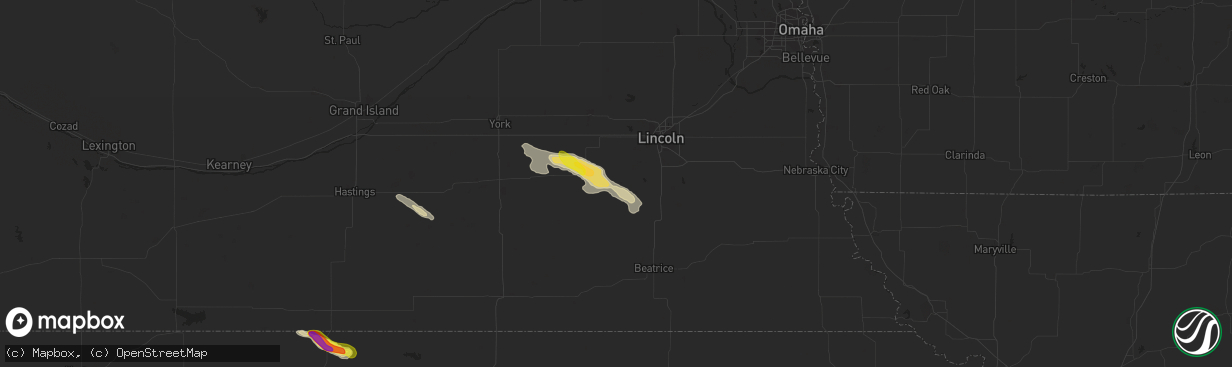 Hail map in Crete, NE on May 5, 2021