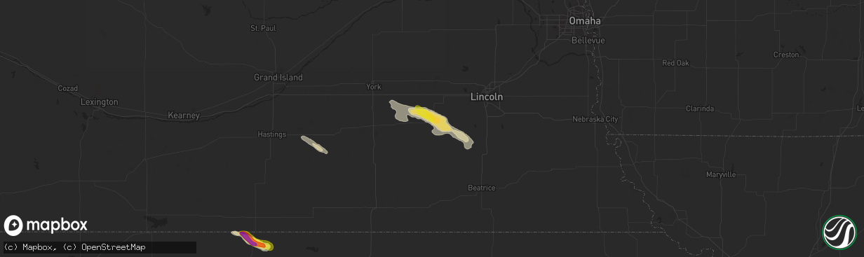 Hail map in Dorchester, NE on May 5, 2021