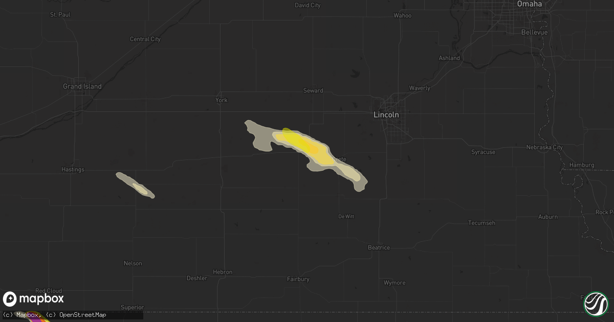 Hail map in Dorchester, NE on May 5, 2021