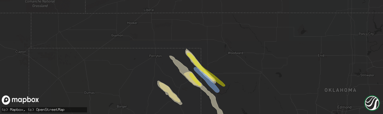 Hail map in Follett, TX on May 5, 2021