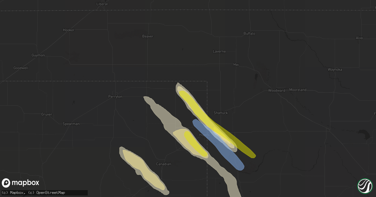 Hail map in Follett, TX on May 5, 2021