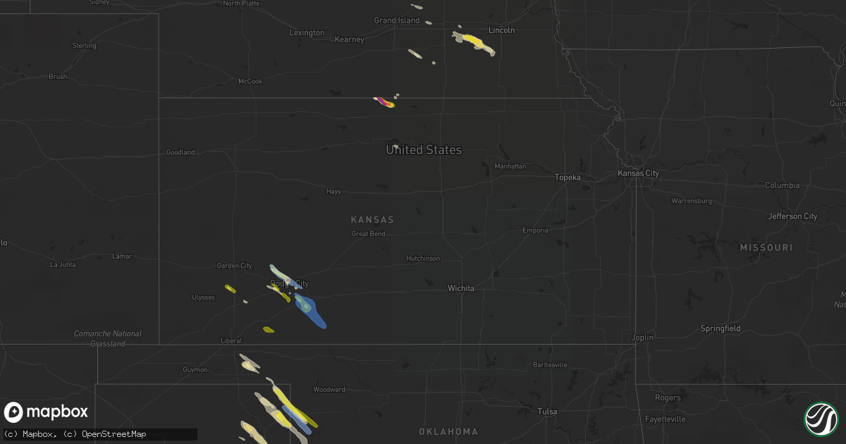 Hail map in Kansas on May 5, 2021