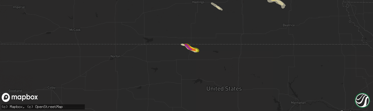 Hail map in Lebanon, KS on May 5, 2021