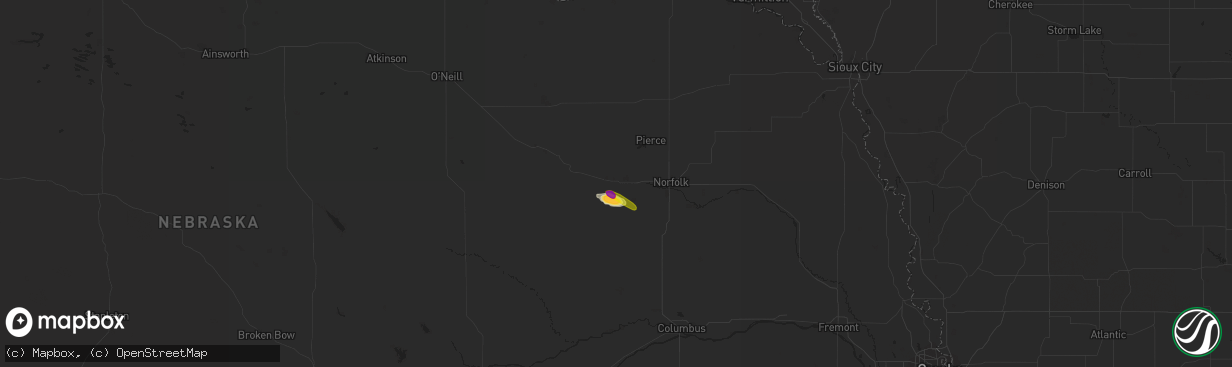 Hail map in Meadow Grove, NE on May 5, 2021