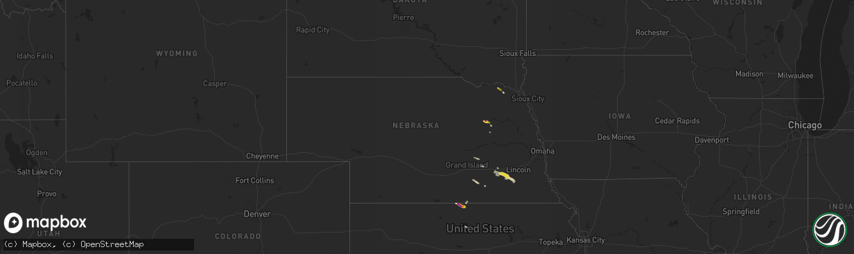 Hail map in Nebraska on May 5, 2021