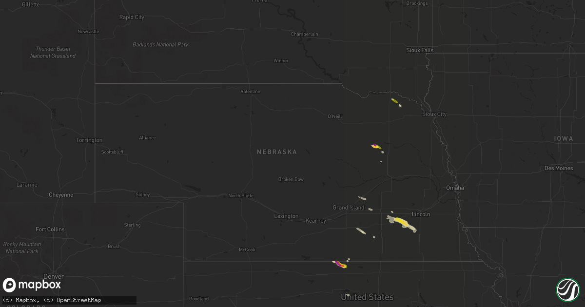 Hail map in Nebraska on May 5, 2021