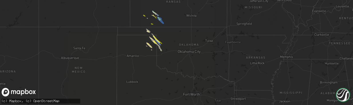 Hail map in Oklahoma on May 5, 2021