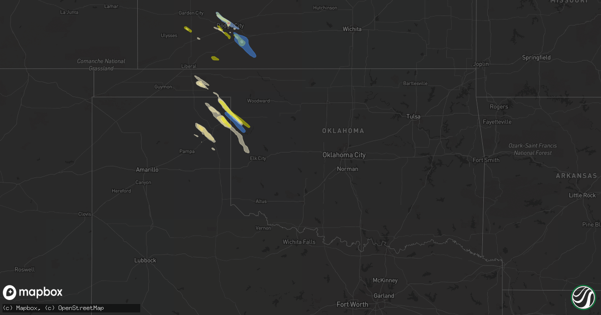 Hail map in Oklahoma on May 5, 2021