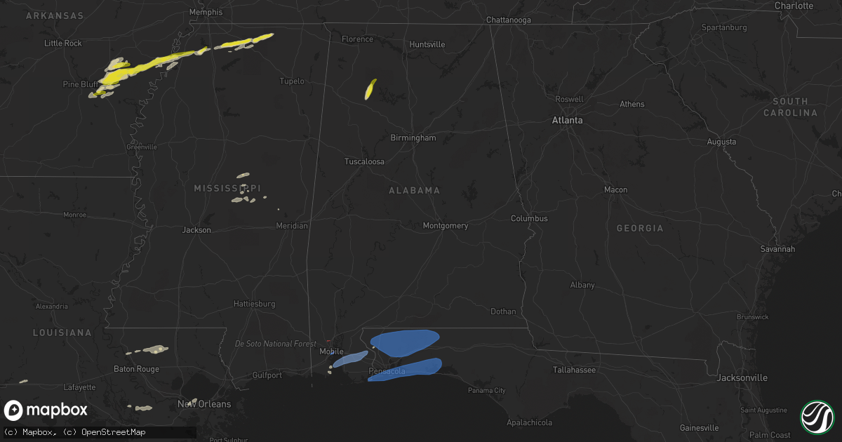 Hail map in Alabama on May 5, 2022