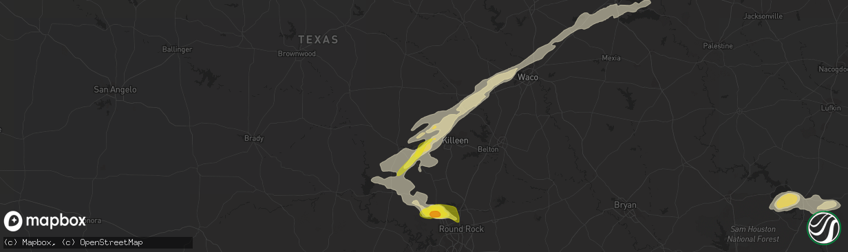 Hail map in Copperas Cove, TX on May 5, 2022