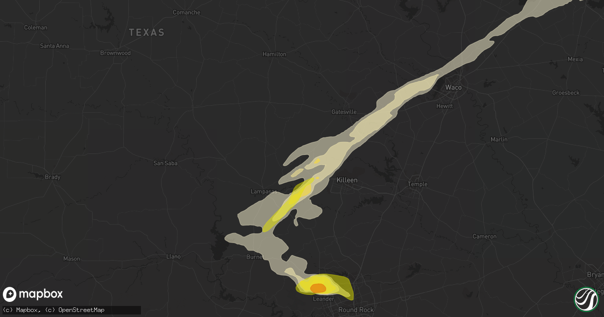 Hail map in Copperas Cove, TX on May 5, 2022