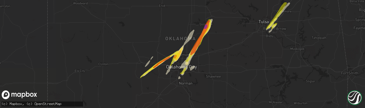 Hail map in Edmond, OK on May 5, 2022