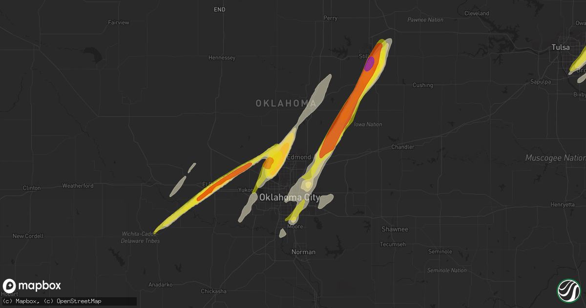 Hail map in Edmond, OK on May 5, 2022