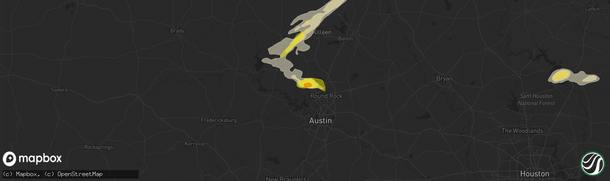 Hail map in Leander, TX on May 5, 2022