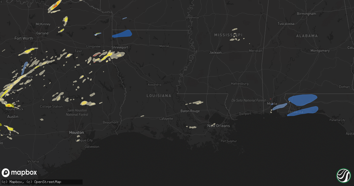 Hail map in Louisiana on May 5, 2022