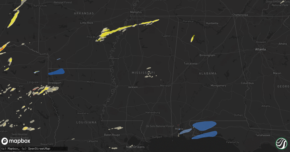 Hail map in Mississippi on May 5, 2022