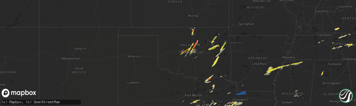 Hail map in Oklahoma on May 5, 2022