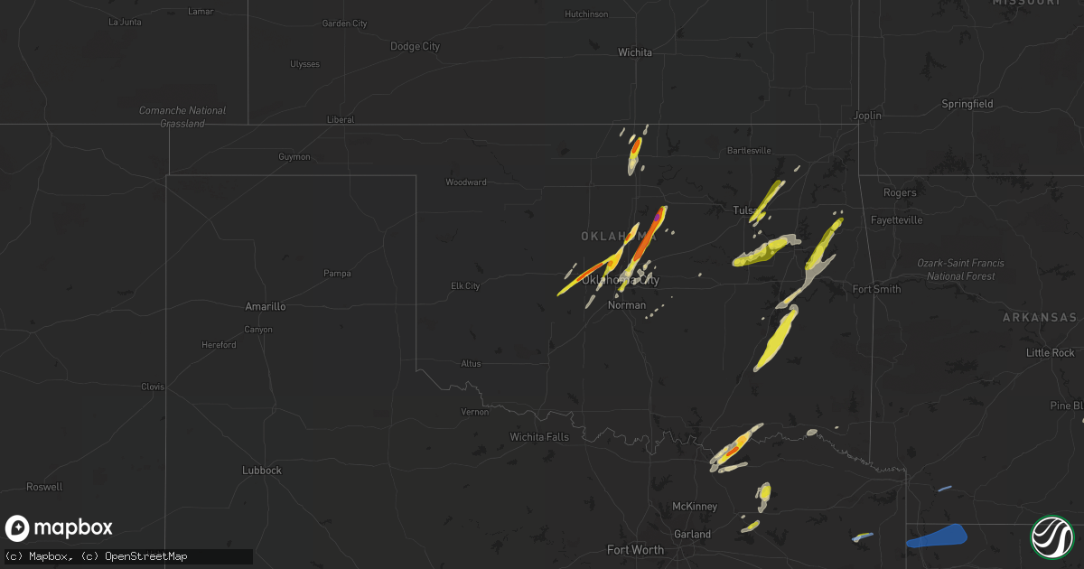 Hail map in Oklahoma on May 5, 2022