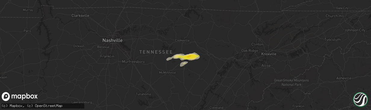 Hail map in Sparta, TN on May 5, 2022