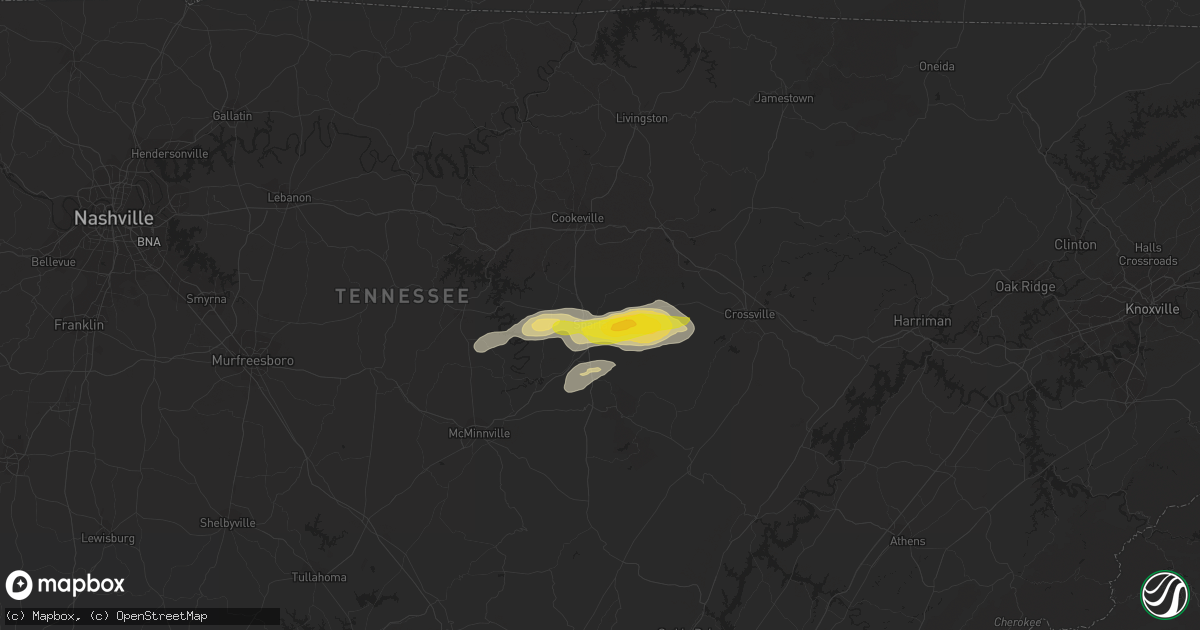 Hail map in Sparta, TN on May 5, 2022