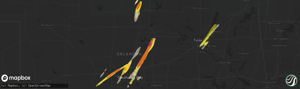 Hail map in Stillwater, OK on May 5, 2022