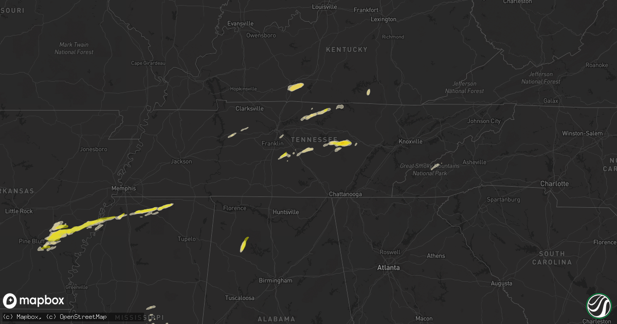 Hail map in Tennessee on May 5, 2022