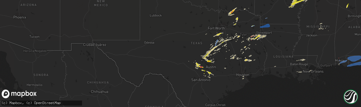 Hail map in Texas on May 5, 2022