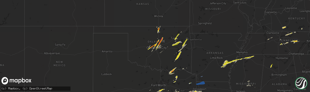 Hail map on May 5, 2022