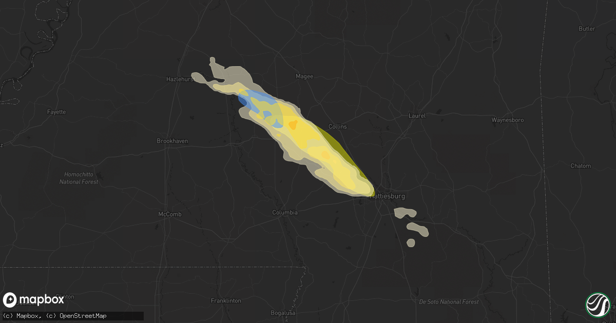 Hail map in Bassfield, MS on May 5, 2023