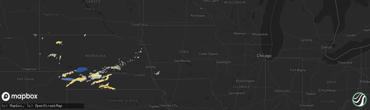 Hail map in Iowa on May 5, 2023