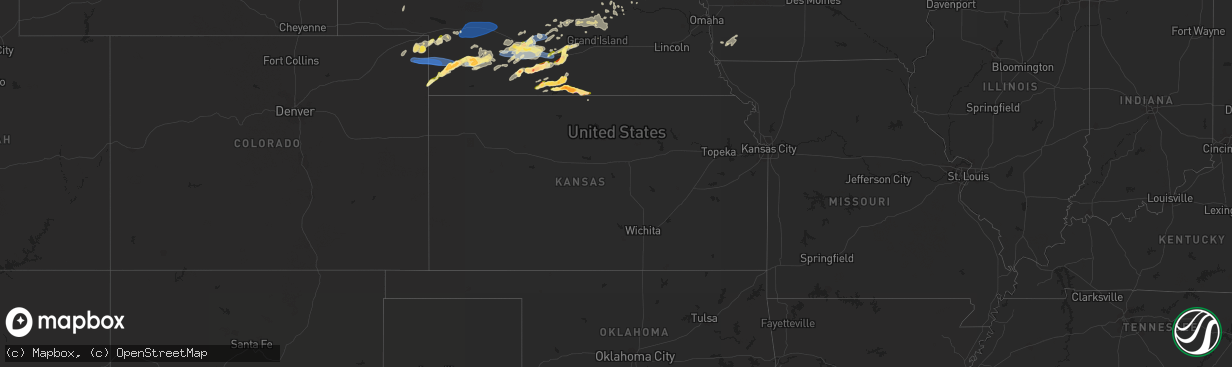 Hail map in Kansas on May 5, 2023