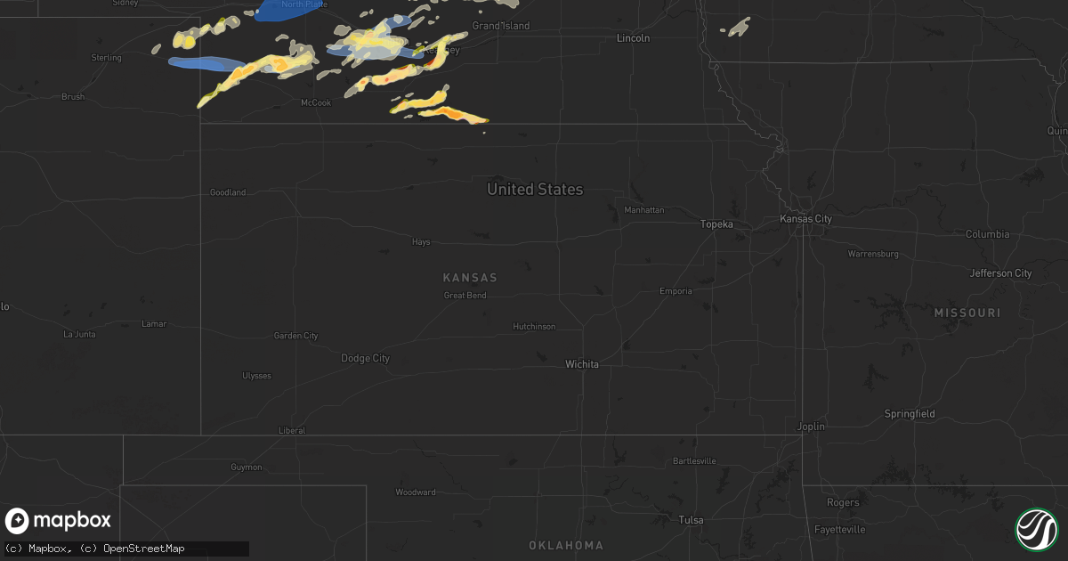 Hail map in Kansas on May 5, 2023