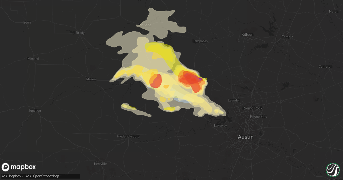 Hail map in Kingsland, TX on May 5, 2023